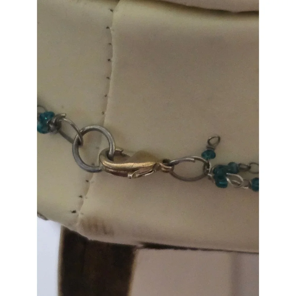 Teal Blue Multi Strand Beaded Sequin Statement Necklace Boho Layered Jewelry